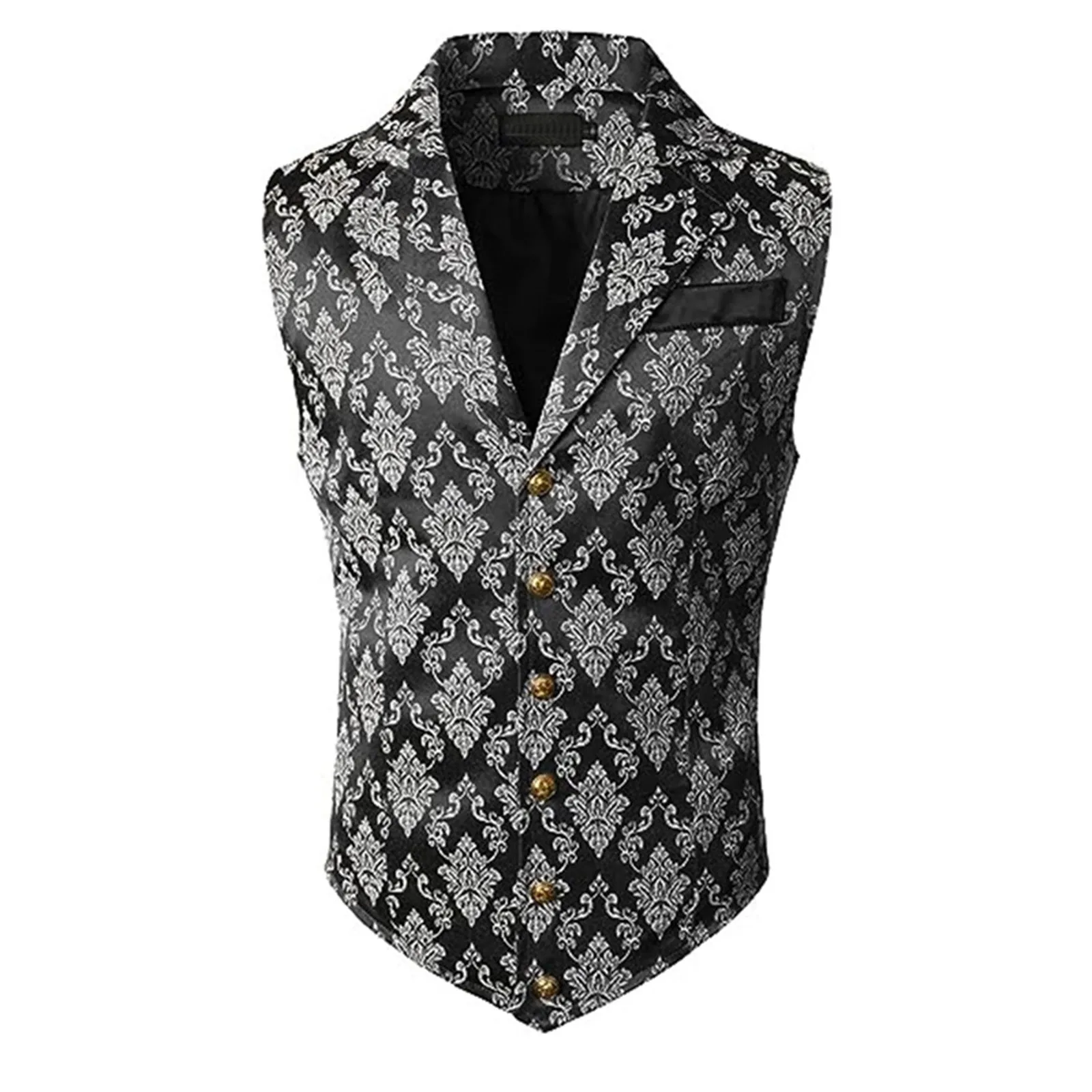 Mens Formal Gothic Steampunk Victorian Single Breasted Vest Men's Vintage Suit Vest Fashion British Vintage Casual Suit Slim Ves