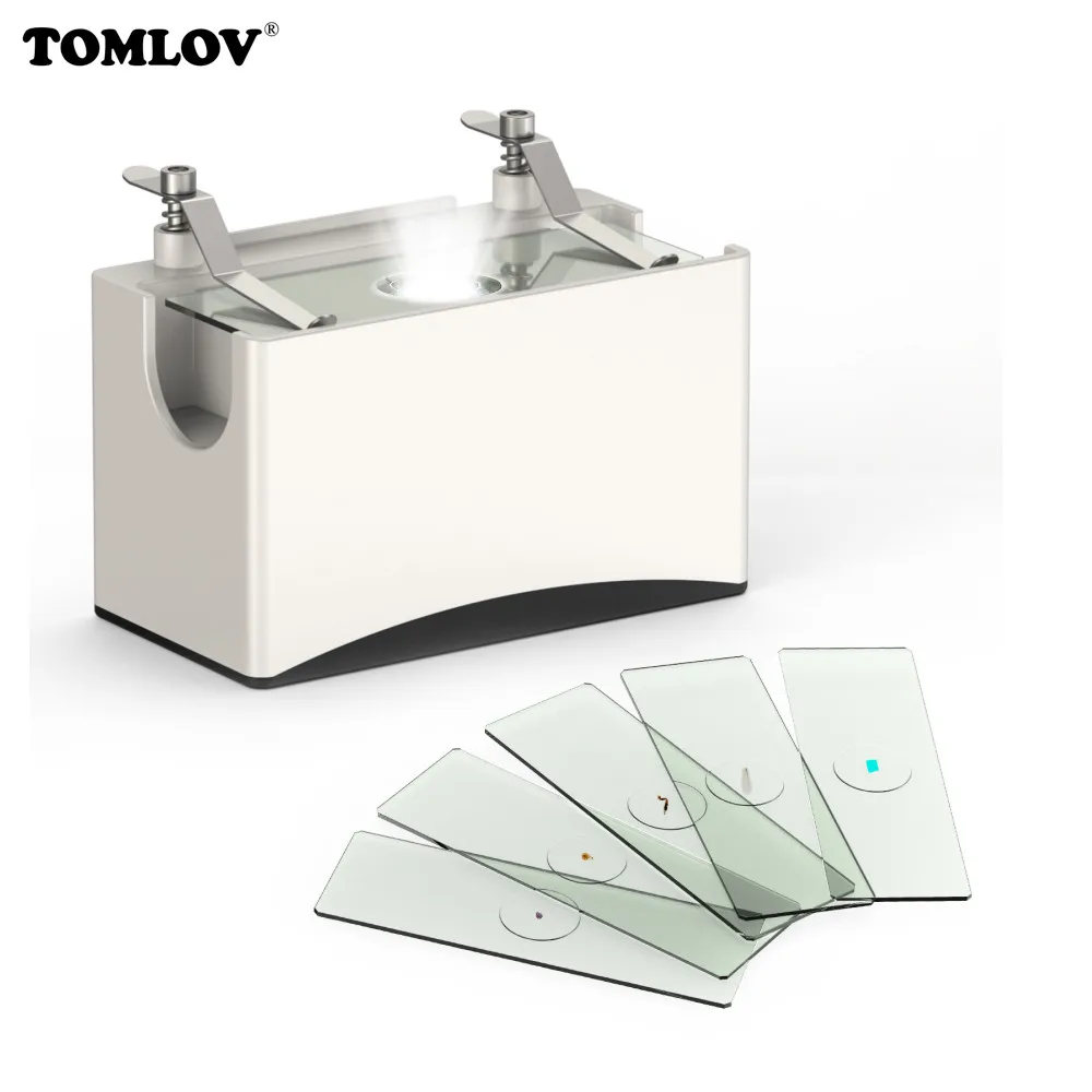 TOMLOV Universal Microscope Buttom Light Source,Transmitted LED Light Stage, 5pcs Digital Microscope Slides for USB Microscope