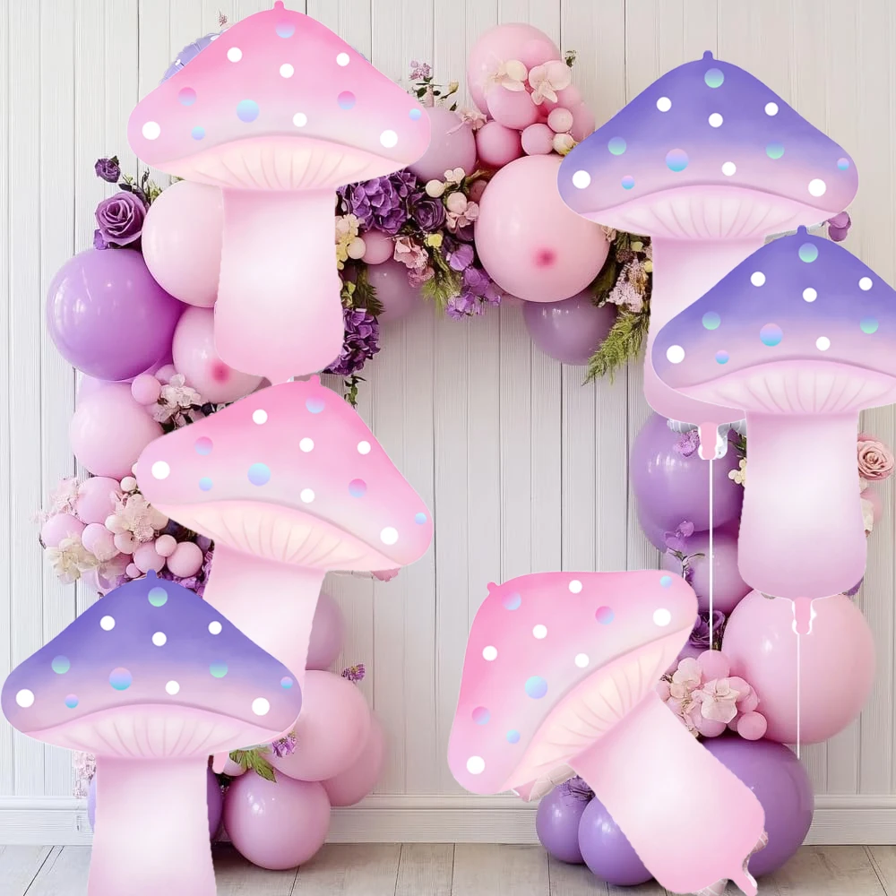 1/2pcs New Vegetable Mushroom Balloons Pink Purple Mushroom Foil Balloons Birthday Wedding Party Decoration Baby Shower Supplies