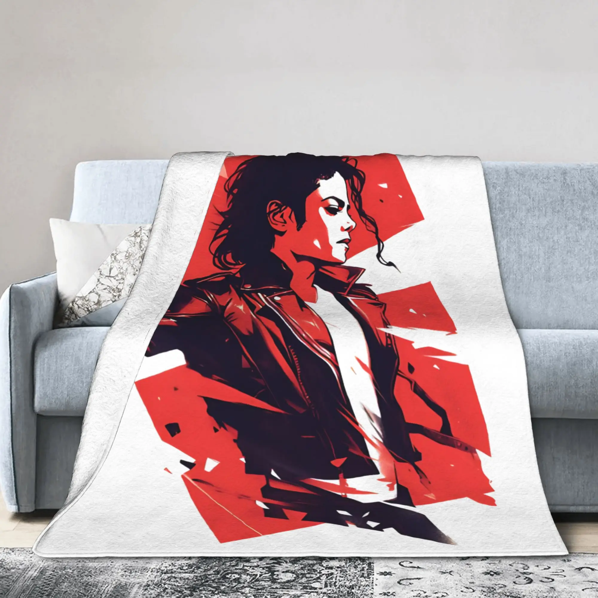 Pop King MJ Blanket Fleece Summer Air Conditioning Portable Ultra-Soft Throw Blanket for Bedding Office Plush Thin Quilt