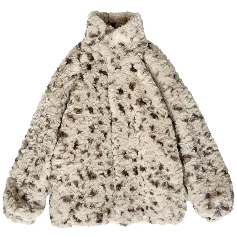Cappotti da donna in pelliccia sintetica Giacche Colletto rovesciato Cappotto con cerniera Spessore caldo Y2k Giacca streetwear Capispalla con stampa leopardata Autunno Inverno
