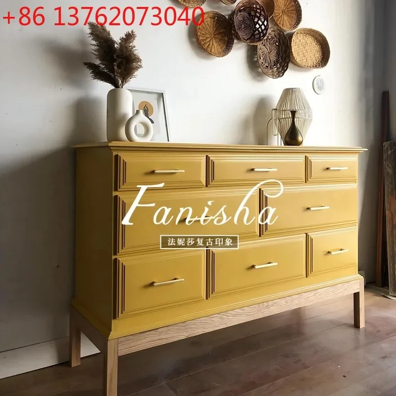 

Французский ретро-шкаф из массива дерева для гостиной, декоративный настенный шкаф, американский шкаф для прихожей, интегрированный шкаф для хранения.