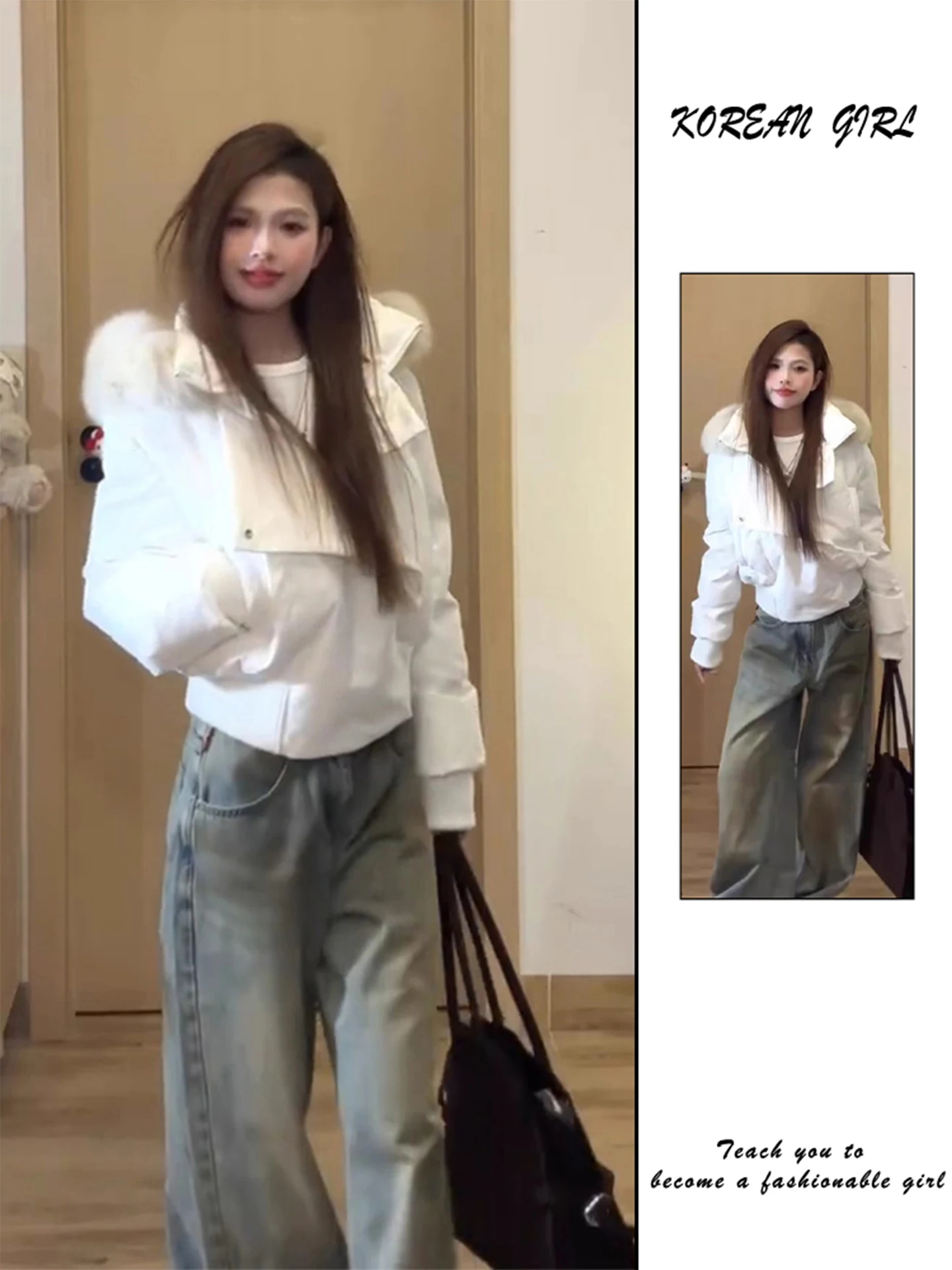 

White Hooded down Jaet Women's Winter Thi Warm ort Waist Cinched Not Bulky Bread Coat Thi Outerwear Korean Sle