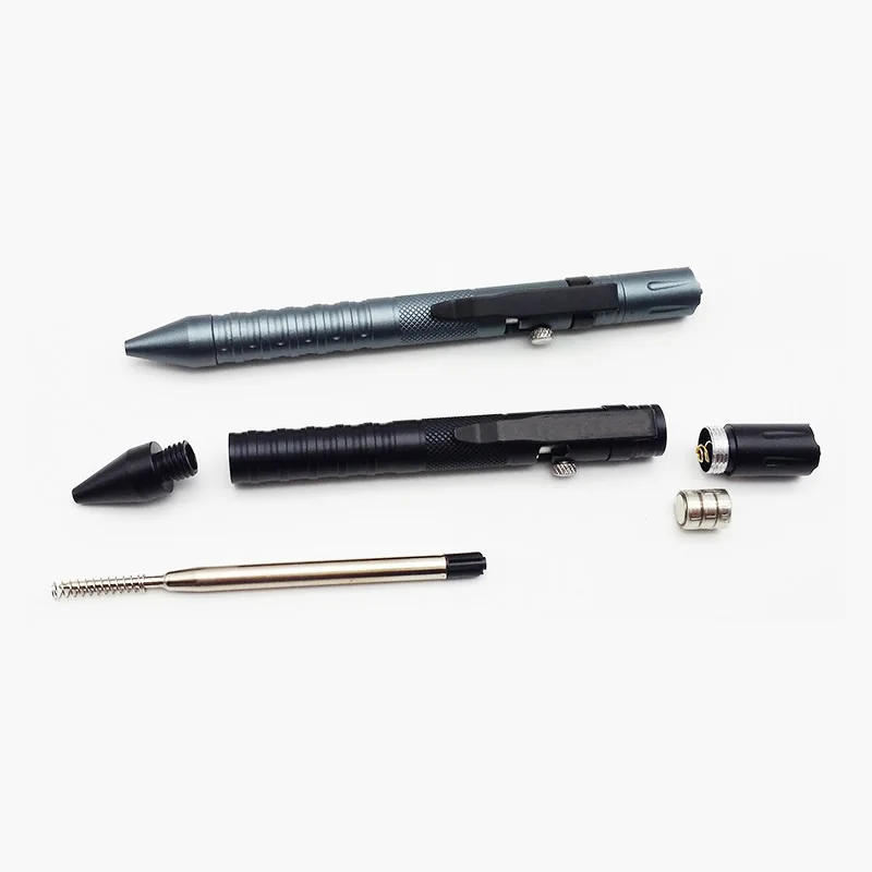 Bolígrafo táctico multifunción 3 en 1 para exteriores con interruptor de perno, luz Led de emergencia, interruptor de vidrio, herramientas de autodefensa