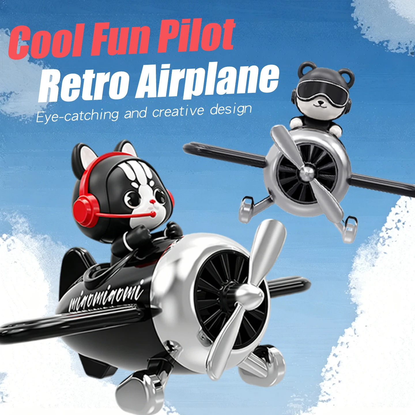 No Perfume DIY Fragrance Holder Rotate Plane Car Air Freshener Dashboard Ornament Cool Pilot Decoration Interior Accessories Boy - view 3