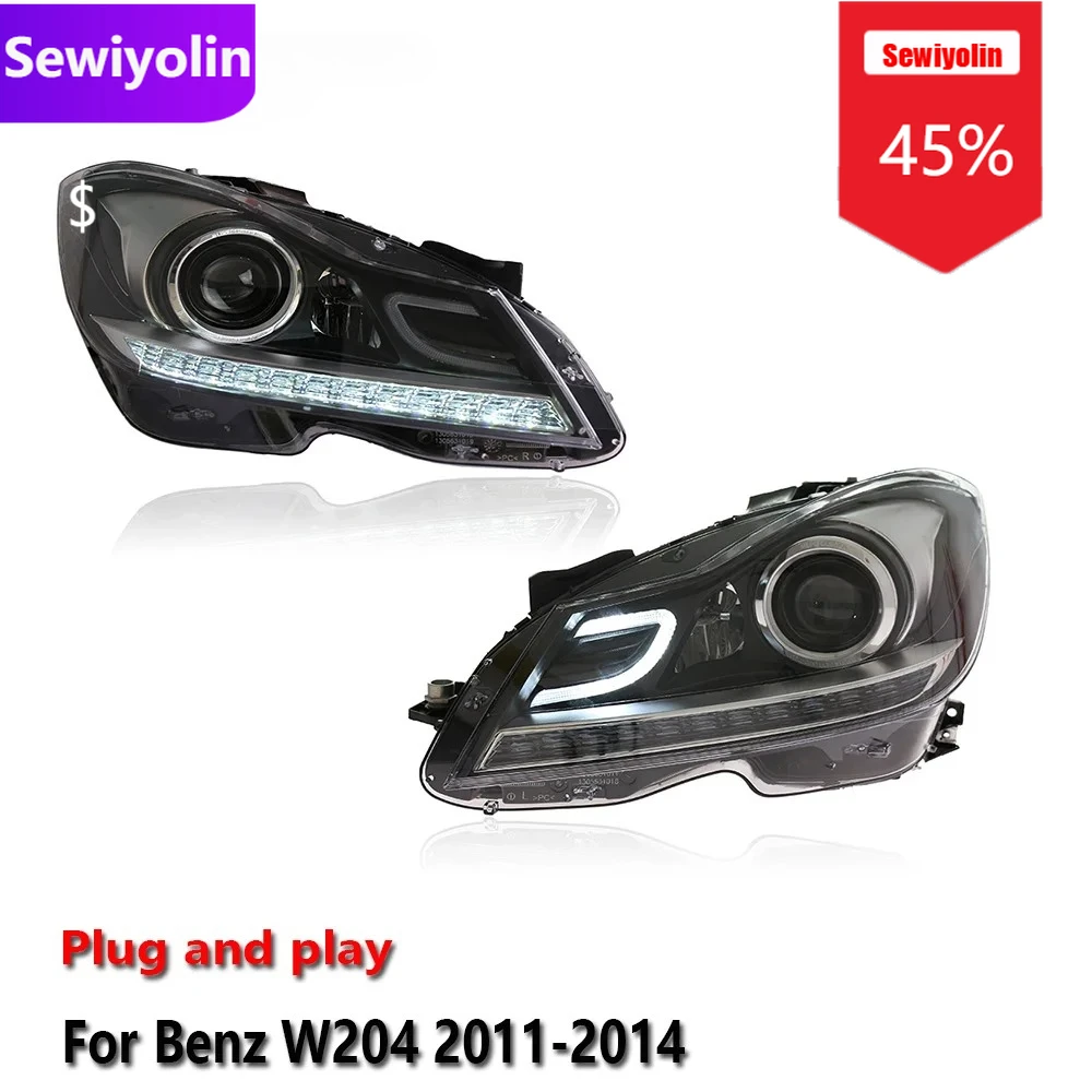 

Sewiyolin Car DRL LED Headlight Assemblies For Benz W204 2011-2014 Fog DRL Brake Turn Signal Lamp Plug And Play
