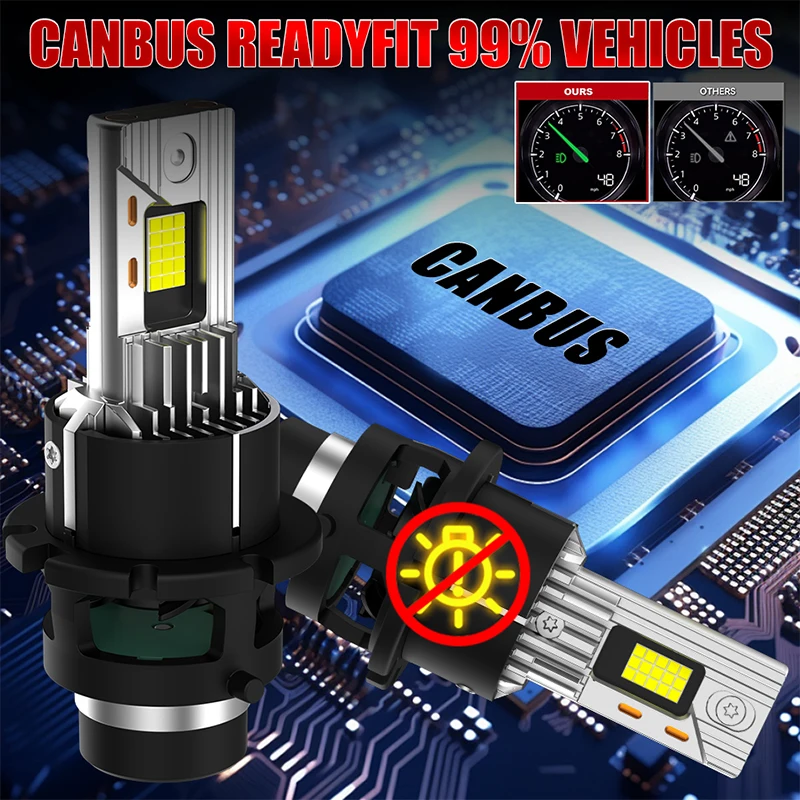 D2S D4S Led Car Headlights Bulb D2R D4R LED Car Light High power 35W 55W 1:1 Plug and Play 9570 CSP Chip Turbo Lamp 6000K White - view 5