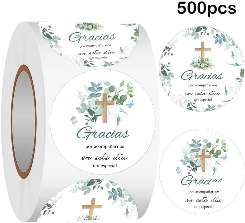 Green Gracias Stickers Spanish Thank You Labels 2 inch-Self-Adhesive Reward Decals for Birthday Party Favors 500pcs