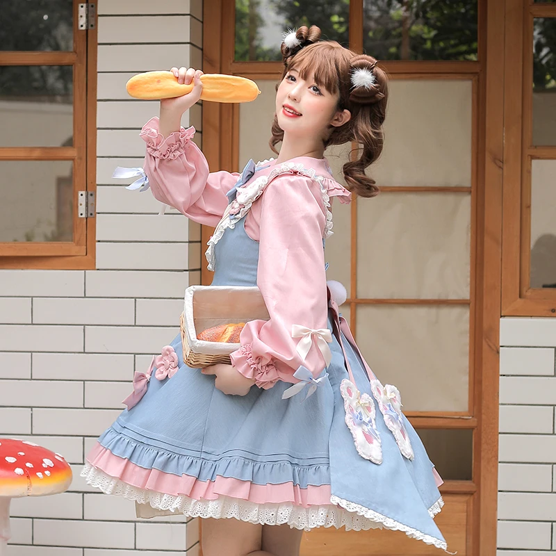 Loita – ensemble robe douce rose, col de poupée, manches longues, simple boutonnage, haut et bretelles, ensemble deux pièces, vêtements pour femmes