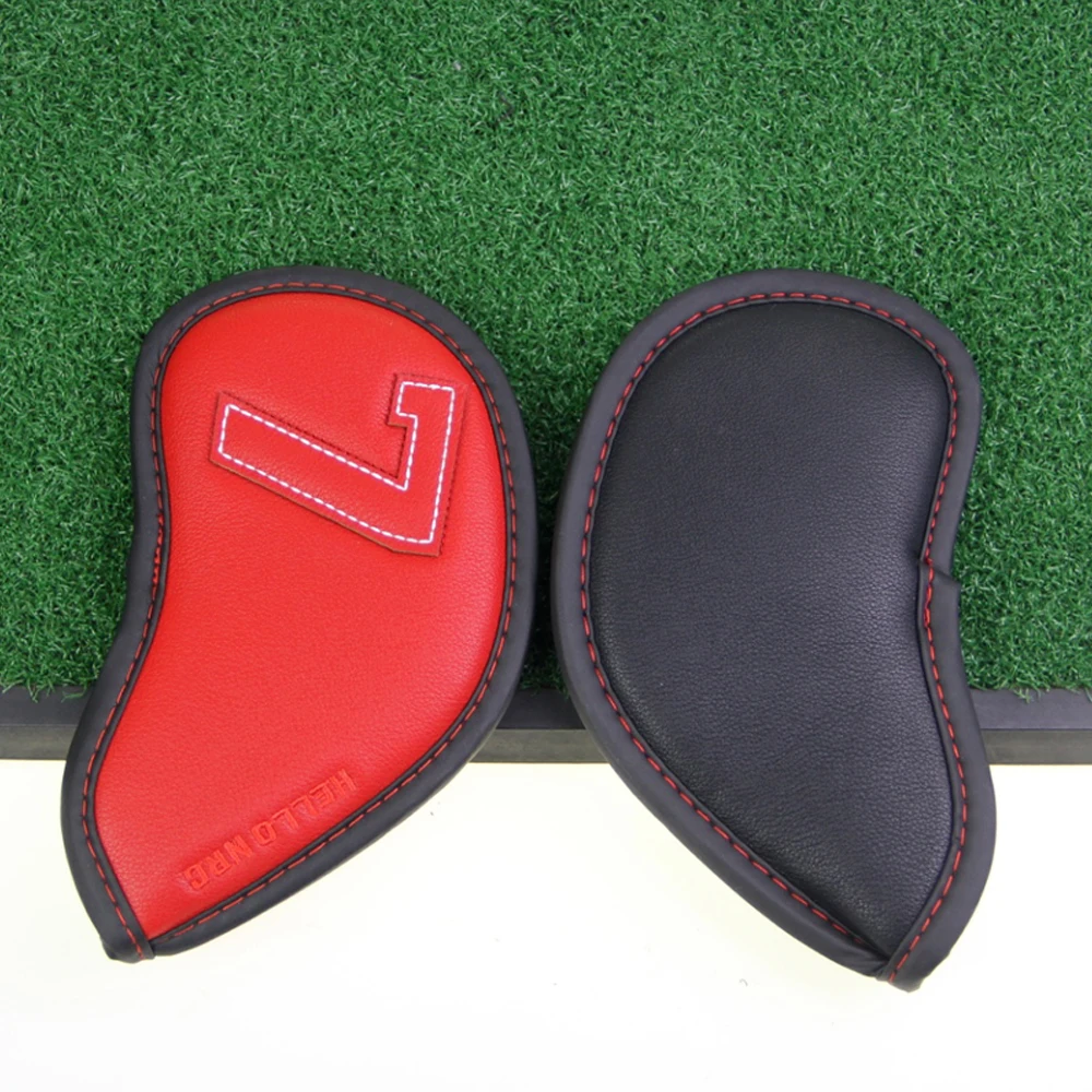 9 pçs/set clube de golfe headcover golfe ferro capa acessórios encerramento couro do plutônio à prova água