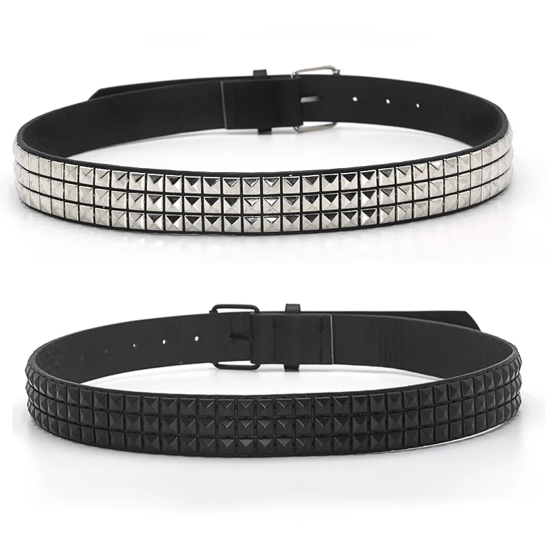 

High Quality Rivet Belt Men&Women's Studded Fashion Versatile Belts Punk Rock With Pin Buckle Drop Decoration Black Hot Sale