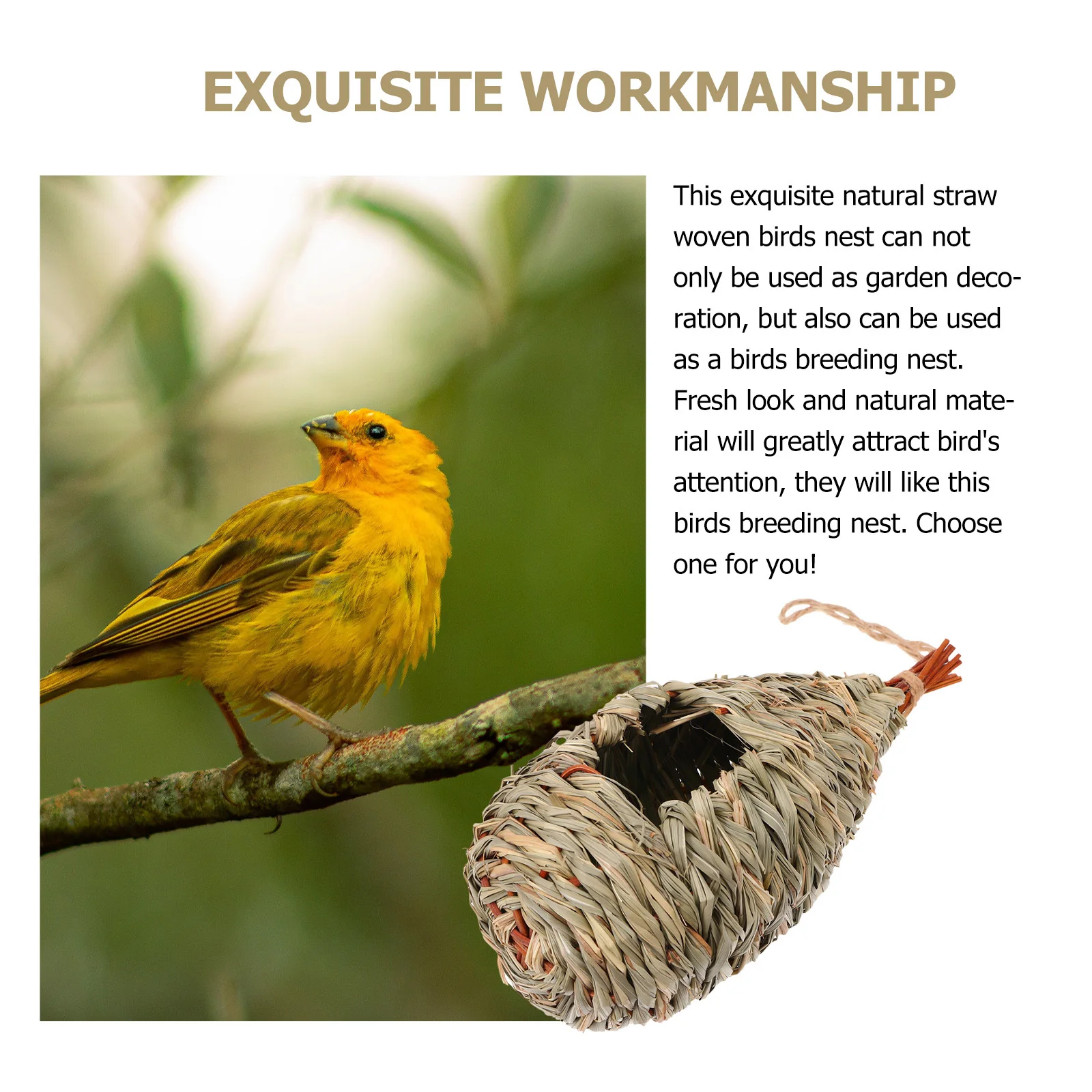 

2 Pcs Grass Handwoven Bird Grass-shaped Bird's Nest Birdcage Winter Supplies Hideaway Hut