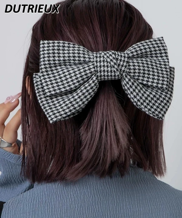 Sweet Cute New Headwear Bowknot Woolen Butterfly Hair Pin Houndstooth Plaid Barrettes Head Clip Fashion Girl Hair Accessoires