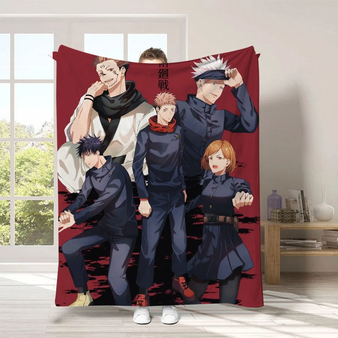 Cartoon Anime Jujutsu Kaisen Throws Blanket,3D Print Jujutsu Kaisen Blankets,Satoru Gojo Blanket for Travel Beding Bed