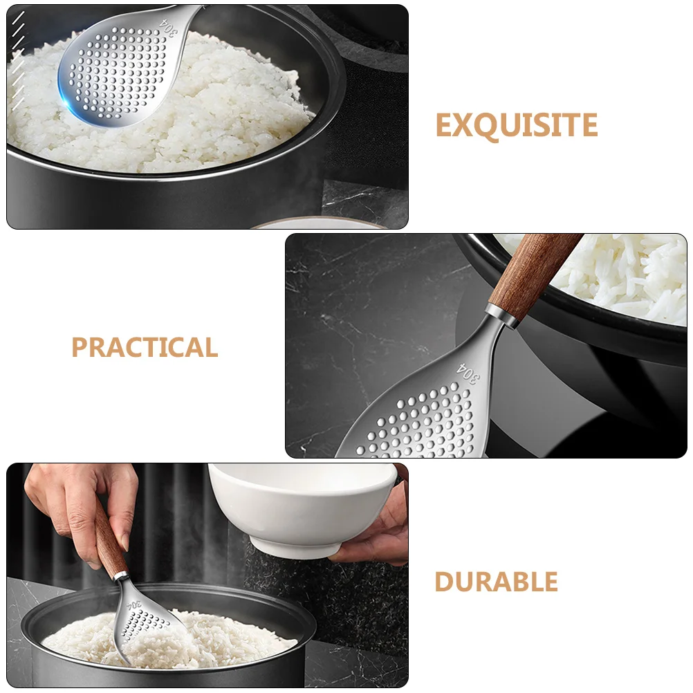 

Stainless Steel Rice Spoon Ergonomic Handle Non-Stick Smooth Surface Easy Clean Kitchen Tableware Serving Spatula
