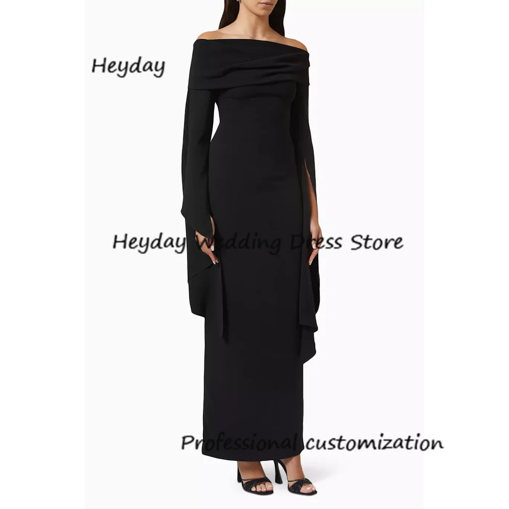 Heyday Crepe Boat Neck A-Line Ankle-Length Three QuarterClassics Draped Formal Occasion Evening Party Pretty Dresses Heyday 2024