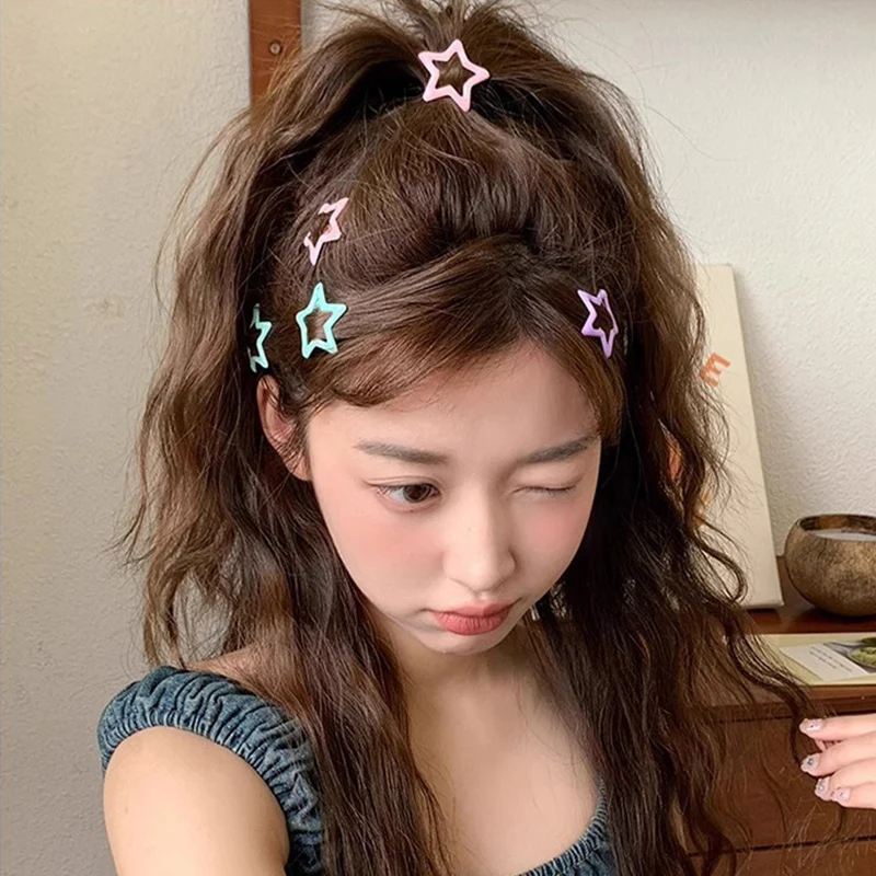 50pcs Colorful Star BB Hair Clips Girls Y2K Cute Star Barrettes Women Simple Metal Snap Clip Headdress Hair Jewelry Accessories image 4