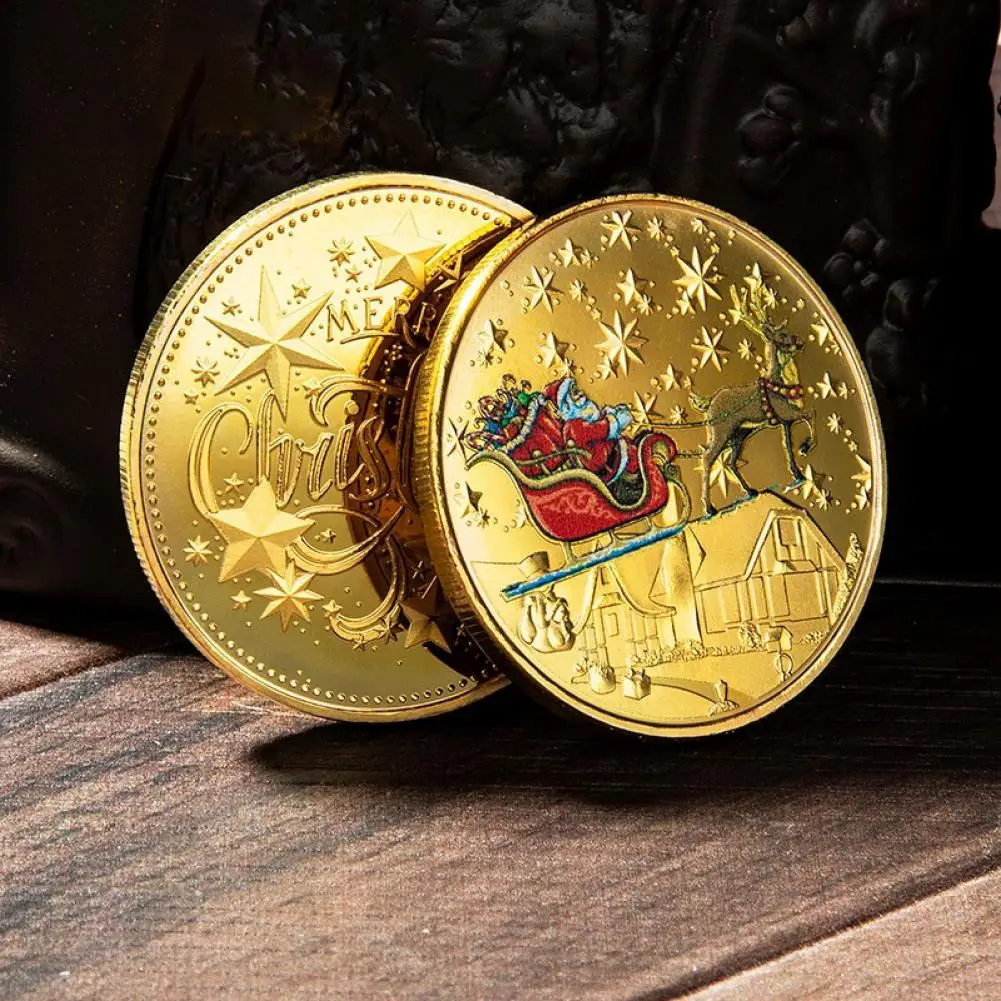 Innovative  Coin Gift 2 Colors Decorative Xmas Coin Gift Anti-deform Metal Souvenir Coin for Home