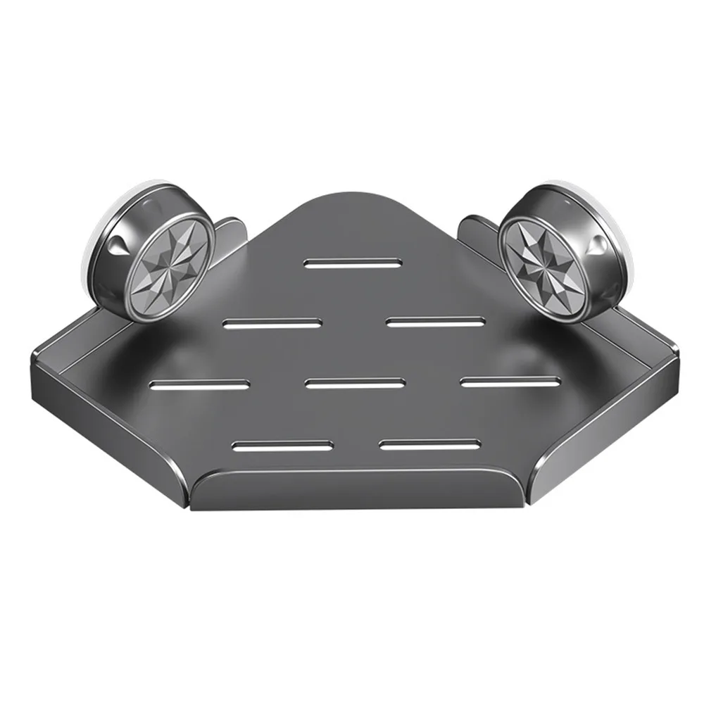 

Simple Carbon Steel Shower Suction Cup Rack Moisture-proof Reusable Bathroom Corner Rack Waterproof Shower Shampoo Rack for Home