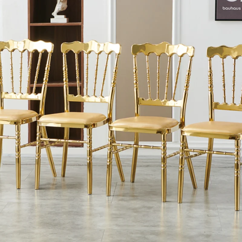 

Romantic Gold Hotel Chairs Banquet Ceremony Modern Event Salon Metal Wedding Chair Sillas Para Eventos Furniture 10 Pieces