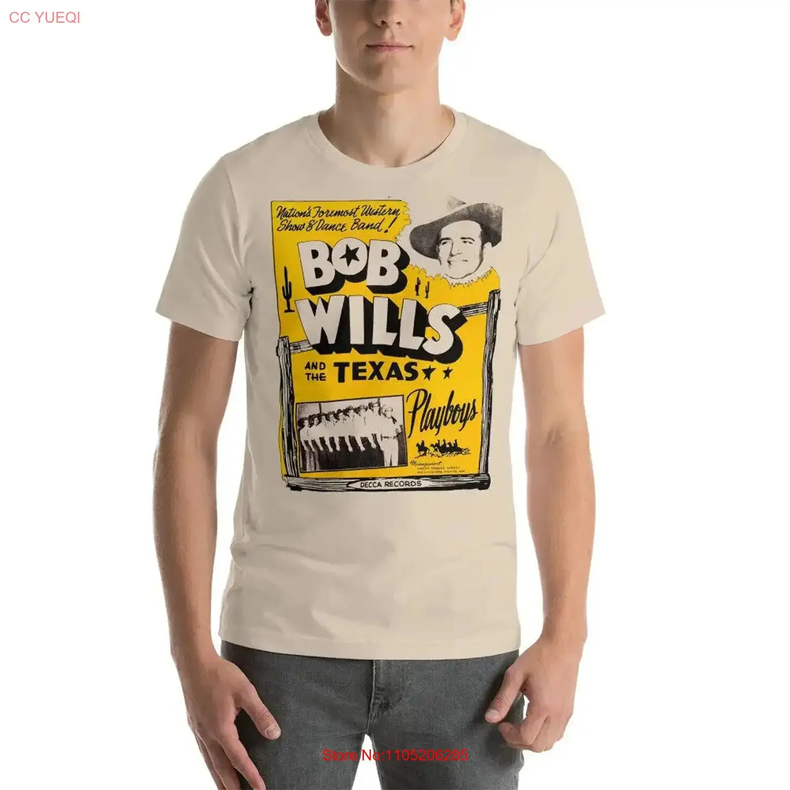 

Bob Willis The Texas Playboys Retro Playbill Style T Shirt vintage Washed graphic streetwear Casual Versatile Unisex Slightly