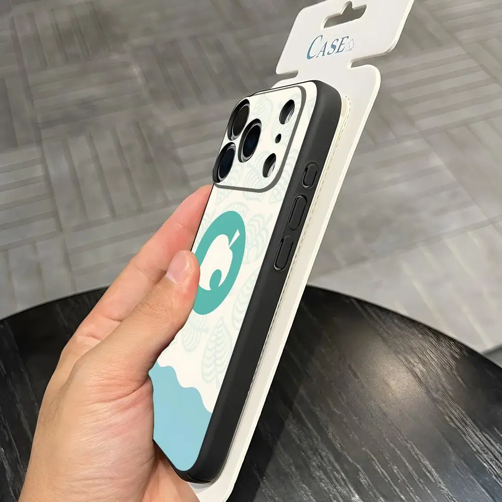 Cartoon Animal Crossing Handyhülle für iPhone 17 Air 16 E Pro Max 15 14 13 Mini 12 Pro 11 Max Plus Schwarz Soft Shell
