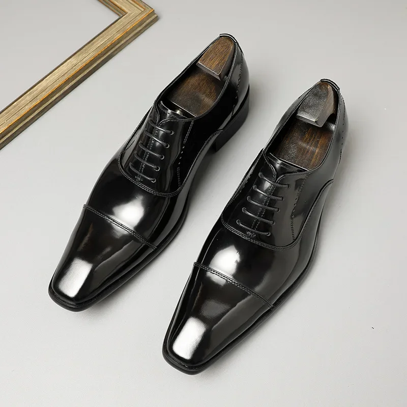 Italian Patent Leather Mens Formal Shoes Luxury Brand Handmade Quality Autumn Fashion New Black Business Social Shoes Man 2026