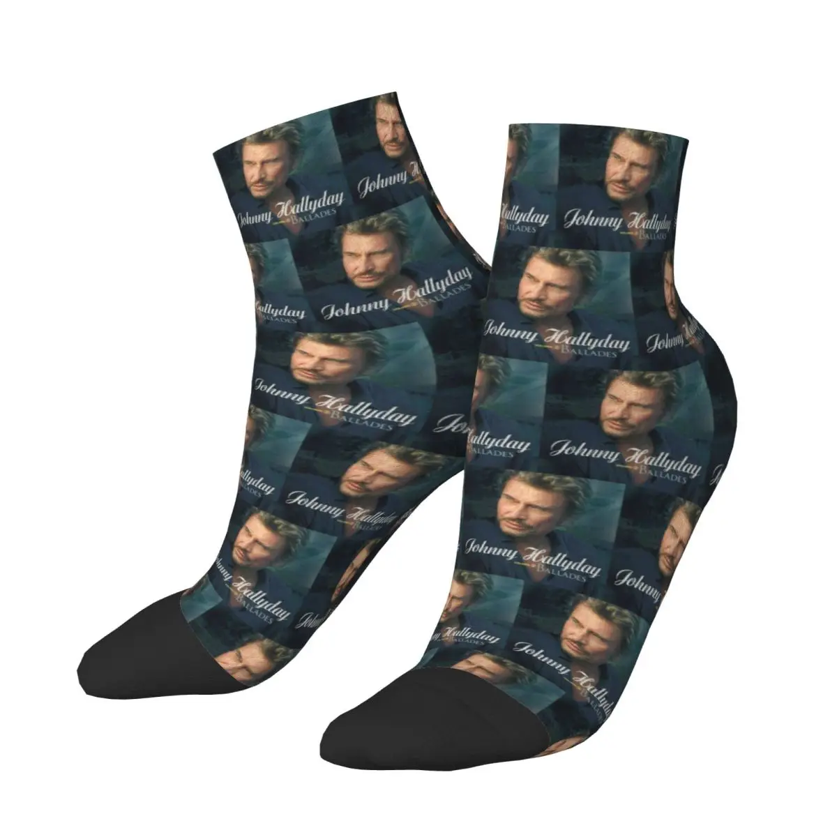 Johnny Hallyday Socks Harajuku Sweat Absorbing Stockings All Season Socks Accessories for Man's Woman's Gifts