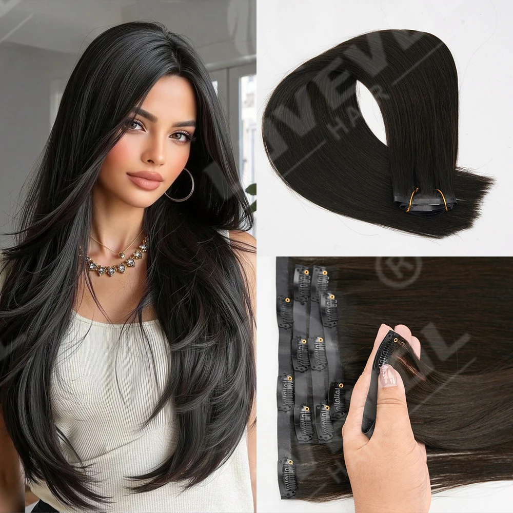 

Бесшовные накладные пряди из полиуретана на клипсах, черные, невидимые, из натуральных волос Реми, для объема, 110 г, бесшовные накладные пряди