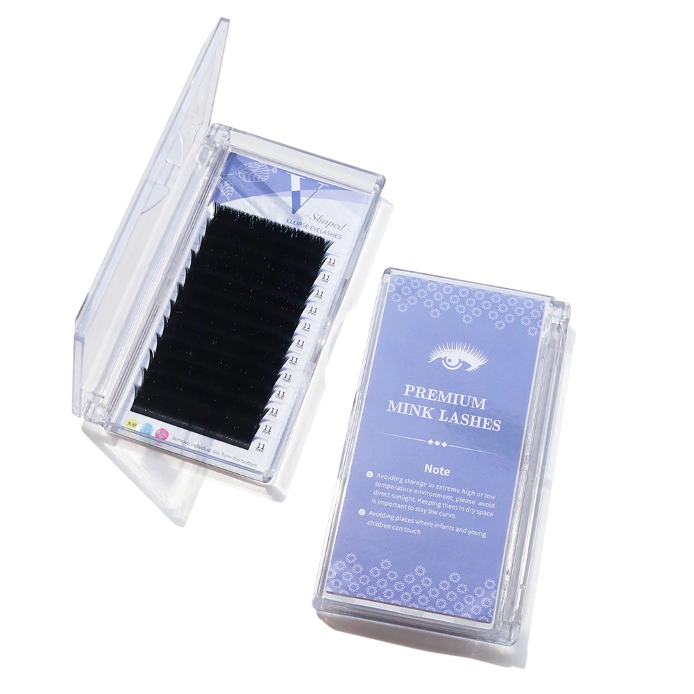 V Shape Ellipse Flat Split Tips Eyelash Extension Soft Easy Fan Eyelashes Volume Premium Natural Individual Lashes