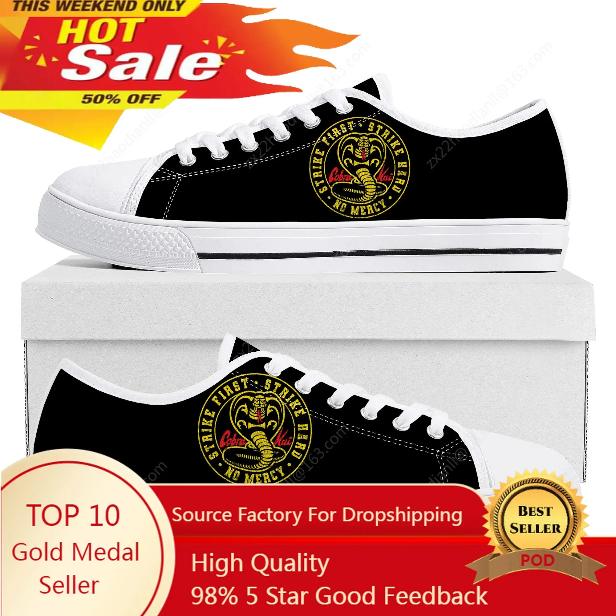 

Cobra Kai No Mercy Snake Low Top High Quality Shoes Mens Womens Teenager Canvas Sneaker Casual Couple Custom Sneakers