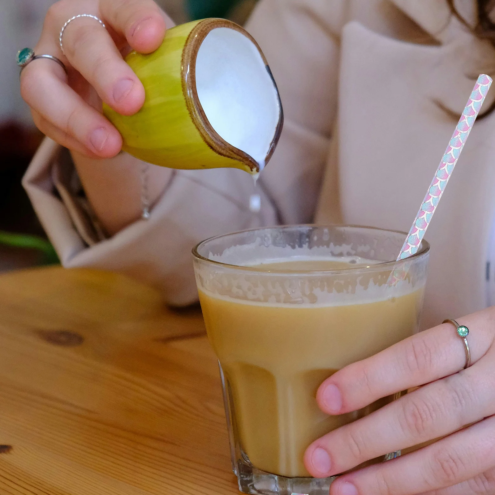 

100pcs Silver Foil Mermaid Tail Paper Straws Decorative Drinking Straws For Party Birthday Grad Decoration Degradeable Kitchen