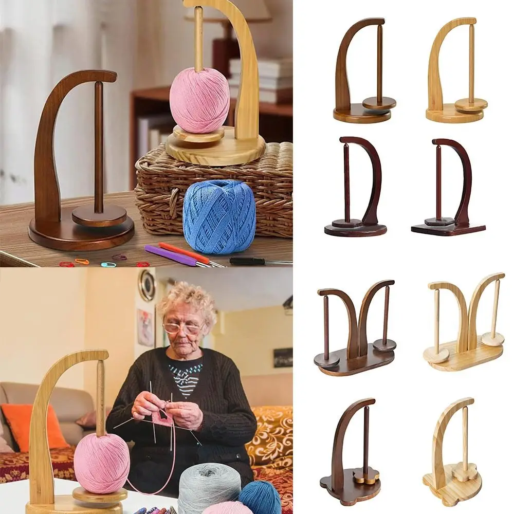 Durable Yarn Holder for Crochet Accessories Wooden Yarn Spinner Rotatable Magnetic Levitation Yarn Ball Storage