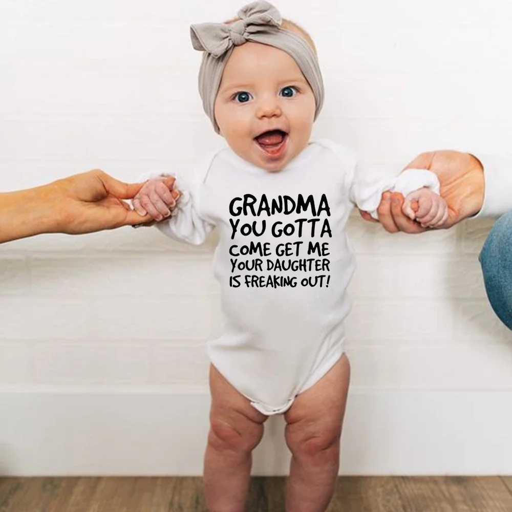 I Love My Grandma and Grandpa Baby Bodysuit Cute Newborn Baby Rompers Autumn Long Sleeve Bodysuits Baby Boy Girl Clothes