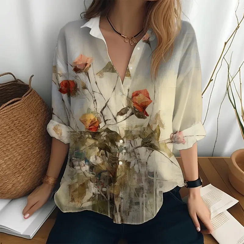 Elegant Women Shirts Blouses Retro Casual Long Sleeve Shirt High -quality Female Clothin Temperament Tops Shirts