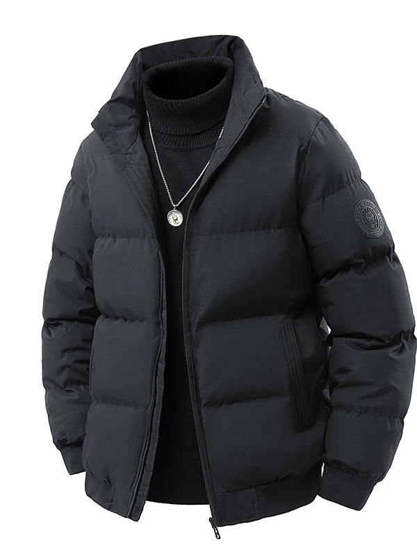 

Утепленная хлопковая куртка для мужчин: теплая зимняя верхняя одежда с воротником-стойкой, защита от холода, модный корейский стиль, молодежная повседневная модель с длинными рукавами