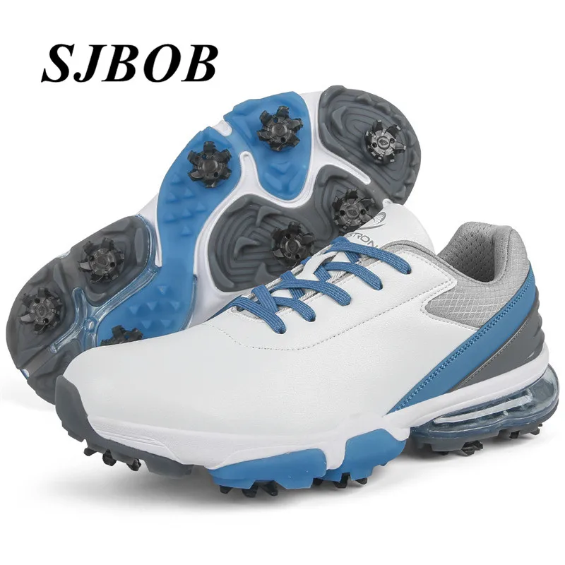 

High Quality Blue Men Golf Shoes Large Size 39-48 Leather Men's Golf Sneakers Outdoor Grass Male Training Sneakers Tenis Hombres