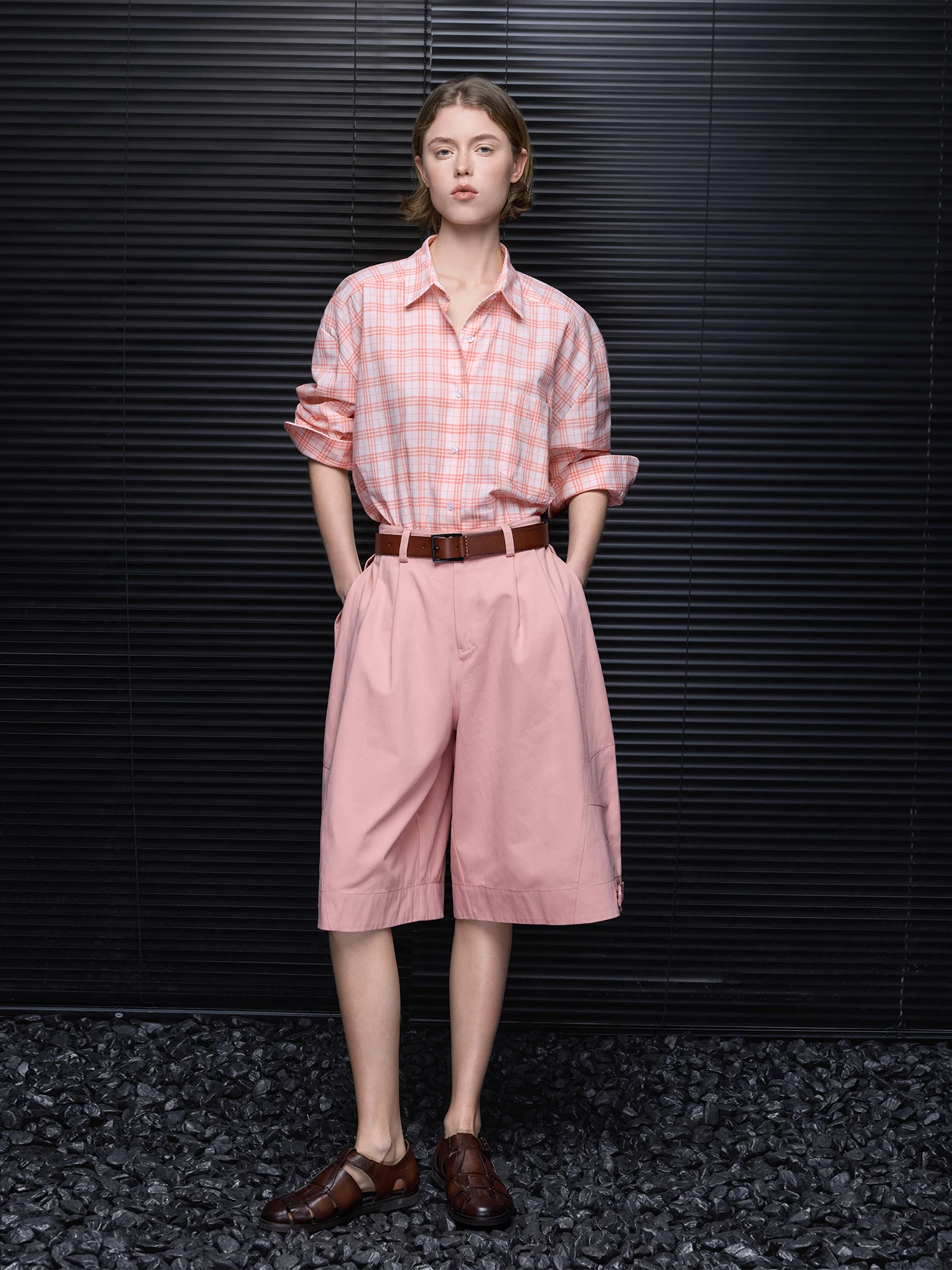 

Pink Mid-Waist Wide Leg Pants Seven-Foot Loose Women's Casual Spring Summer New Style Street Style Cotton High Waist