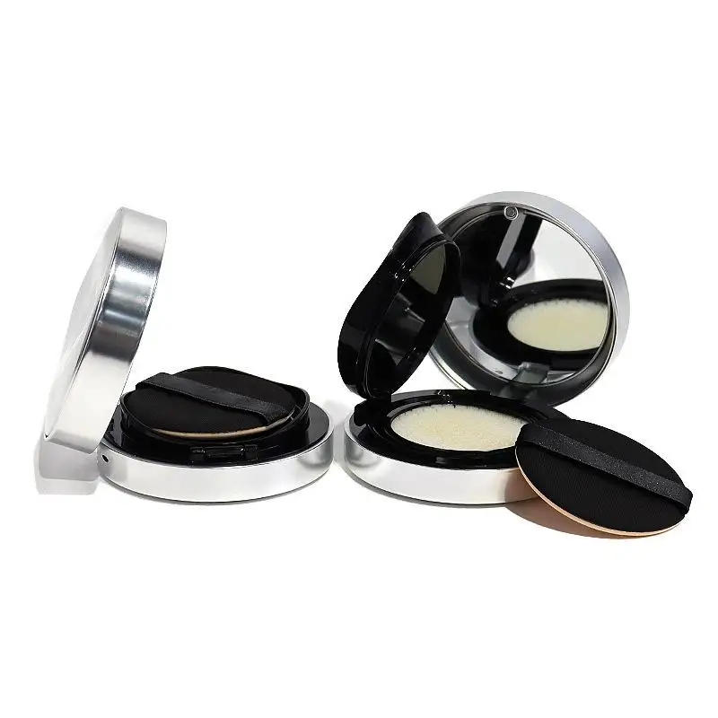 Boîte bouffante à coussin d'air vide – Trousse à cosmétiques portable avec éponge à poudre et miroir |   Pour remplir BB crème/fond de teint