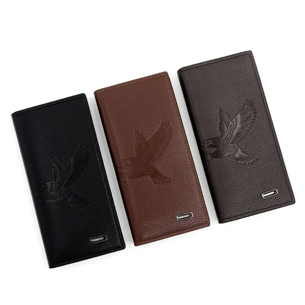 

Waterproof Men's Long Wallet with Zipper Solid Color Male Leather Purse Multi-position Durable 3 Fold Wallet Daily Use