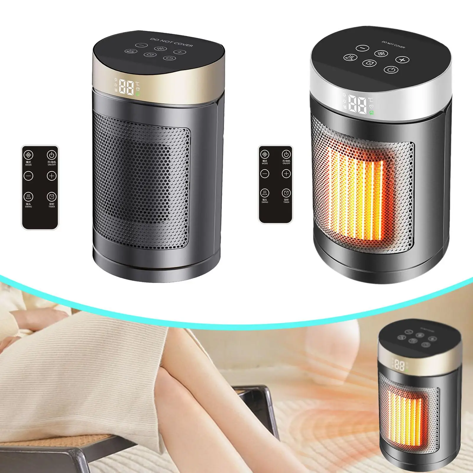 Compact Portable Electric Heater 1500W PTC Heating Fan Heater with Safety Features for Home Office Dorm