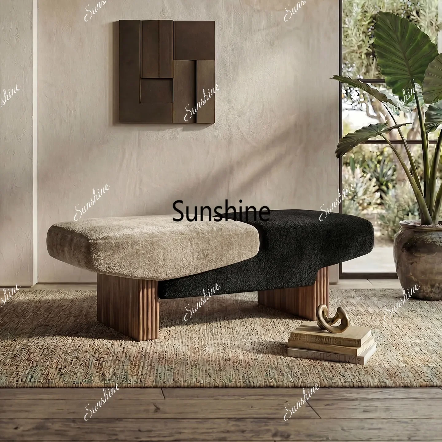 YDesign, sofa, wabi-sabi wind solid wood rest bench high sense, living room