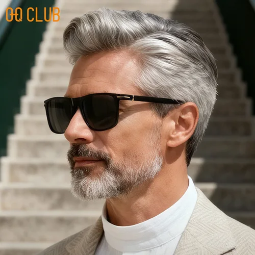 Imagen 1 del producto O-Q CLUB nuevas gafas de sol polarizadas cuadradas de moda para hombre tendencia Retro Premium TR90 gafas protectoras UV de acetato gafas de sol para hombre
