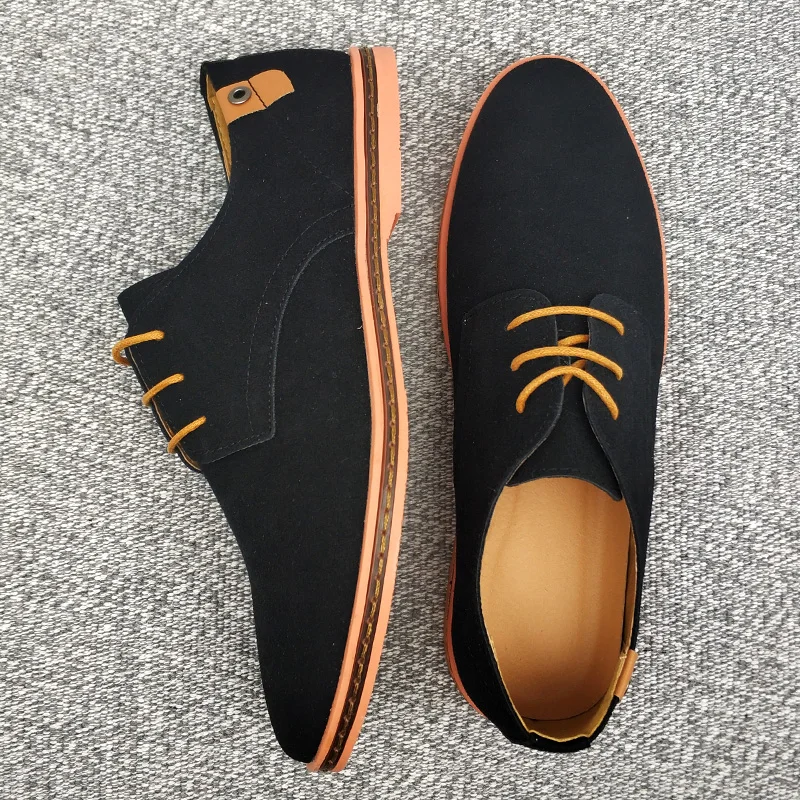 

2025 Spring Suede Leather Men Shoes Oxford Casual Shoes Classic Sneakers Comfortable Footwear Dress Shoes Large Size Flats