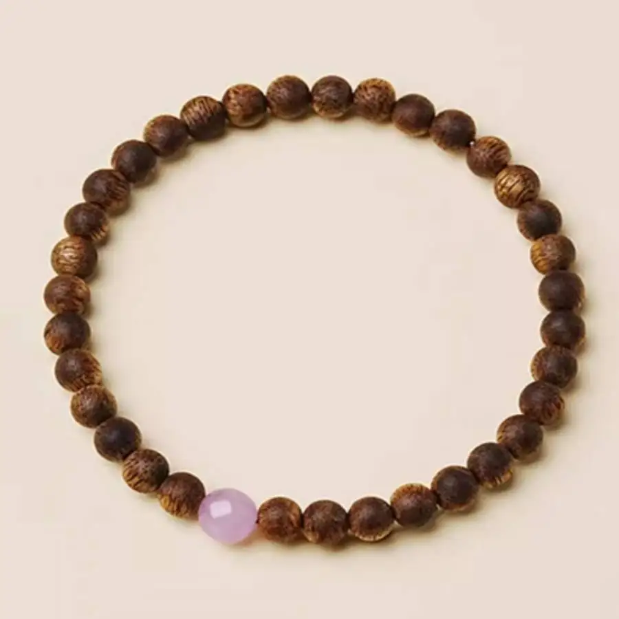 

Handmade Sandalwood with amethyst gemstone bead bracelet,men's cuff button,Ramadan prayer bead,women's meditation,holiday gift