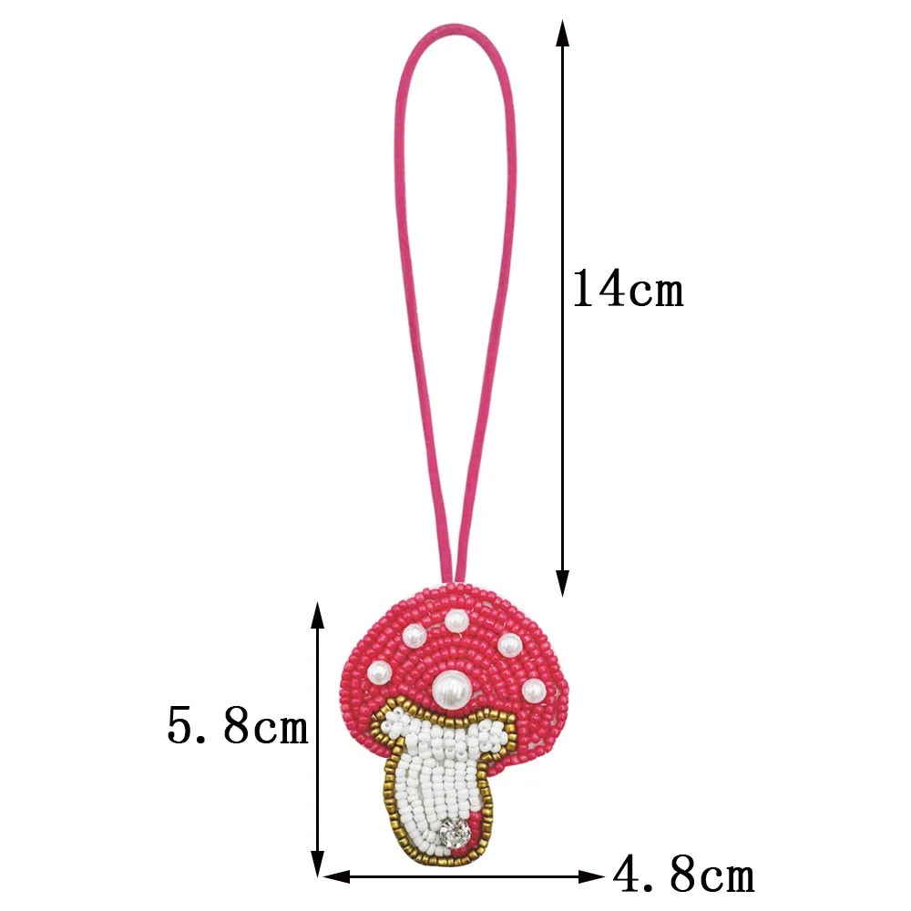 Alirattan 2025 nuevo lindo bolso de cuentas de setas hecho a mano decoración colgante colorido seta funda de teléfono llavero accesorio