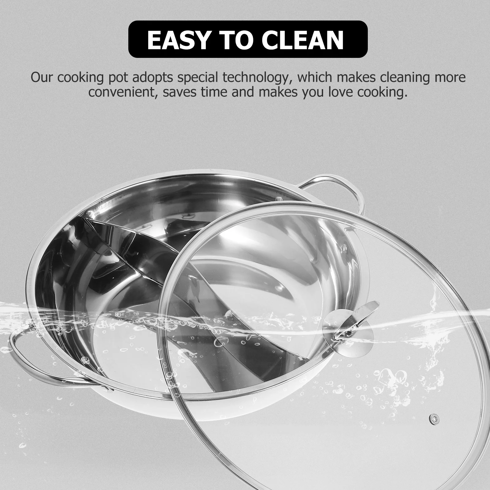 

Кастрюля из нержавеющей стали, двухсторонняя разделенная сковорода, большая емкость, подходит для семейной вечеринки, кухонная кастрюля, многоразовая