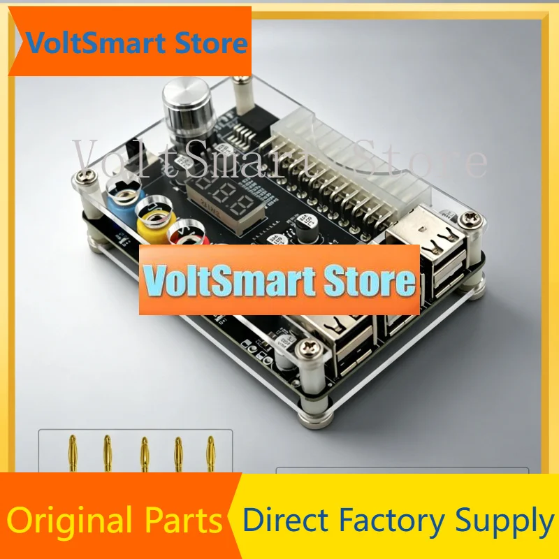 VoltSATX Power Supply Breakout Board Power Module 24Pin Adapter Connector Adjustable Voltage Knob 6 Port USB 2.0 Supports QC2.0
