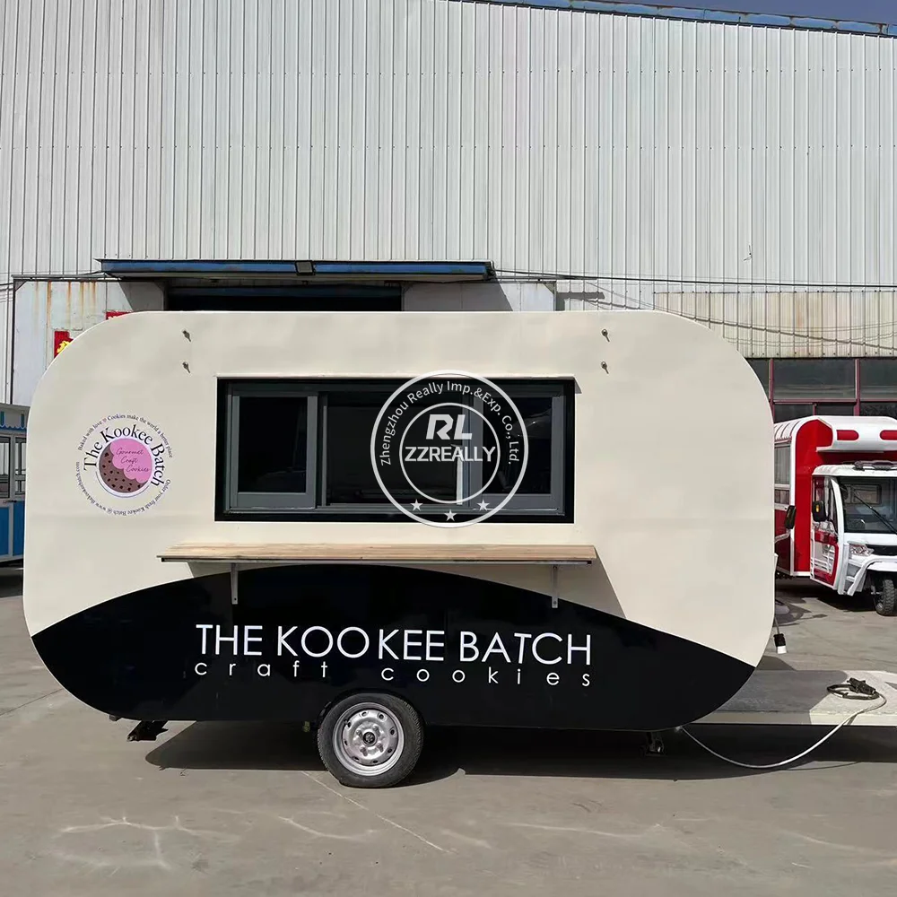 รถบรรทุกพ่วงอาหารพร้อมอุปกรณ์ครัว รถเข็นพิซซ่าขนมพร้อมอุปกรณ์ครบครัน