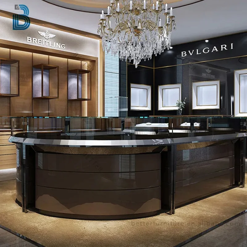 custom.Luxury Shop Window Exhibition Counter Custom Metal Glass Jewellery Cabinet Jewelry Display showcase
